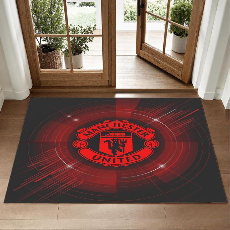 Manchester United Design Crystal Velvet Rug Soft Decorative Mat for Bedroom Entrance