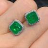Совершенно новые серьги изумруда Параиба с квадратным турмалином и драгоценным камнем, блестящие серьги из стерлингового серебра 925 пробы, помолвочные серьги
