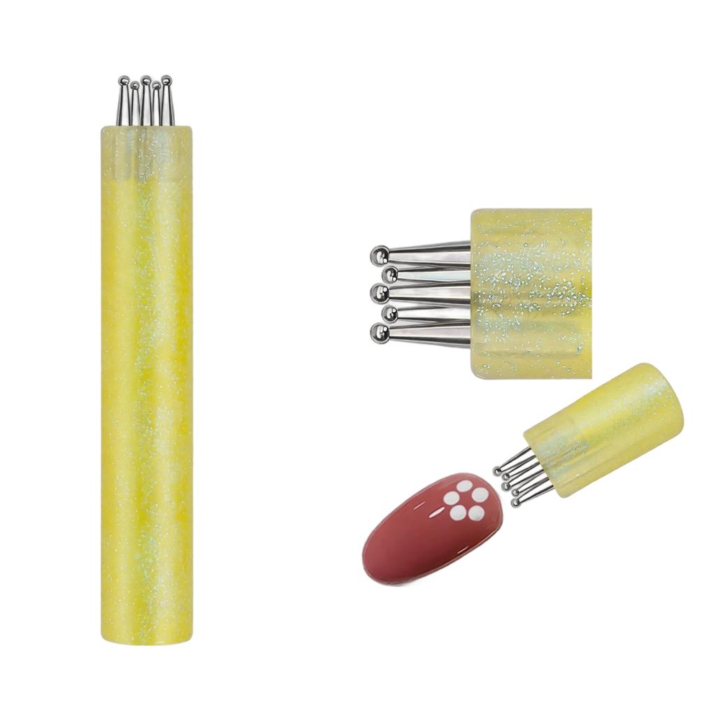 Dotting Pen Set - 5-Petal Flower Tool with Glitter Stick, Multi- Design for Dotting and Pick Up