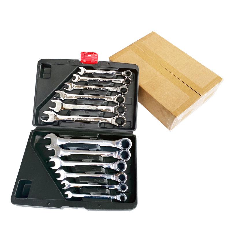 12PC Dual-Use Ratchet Wrench Set: Fixed & Open-End for Quick Automotive Repairs
