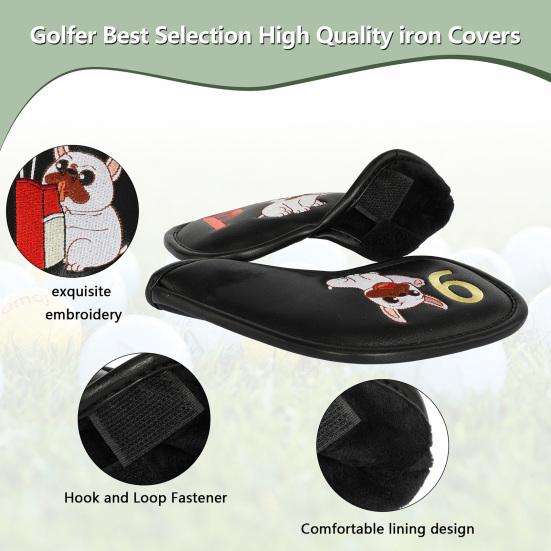 9 шт. чехол для головки клюшки для гольфа из искусственной кожи, защитный чехол для клюшки для гольфа, защитный аксессуар для игроков в гольф