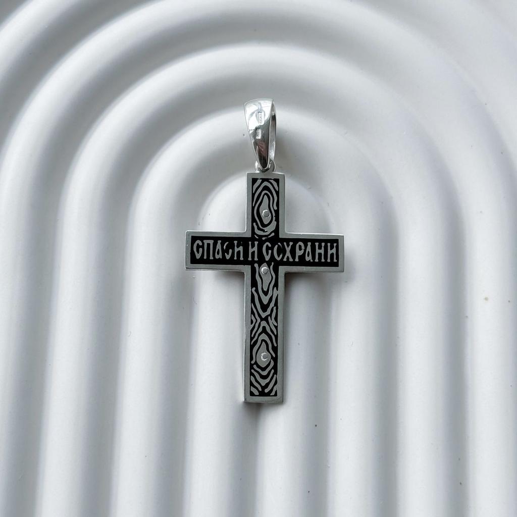 Серебряный крестик с емаллю (2156611)