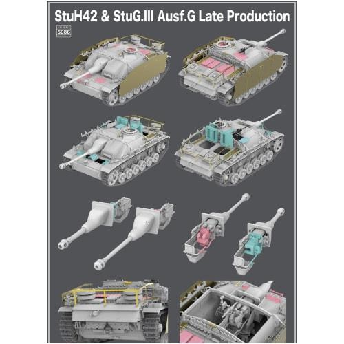 Ryefield Models 1/35 Scale German 10.5cm Sturmgesch?tz 42 and Sturmgesch?tz III Ausf. G Late Model 2-in-1 Plastic Model Kit RFM5086, Pre-painted