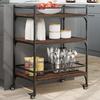 VidaXL Kitchen Cart, Shelf with Wheels, Service Cart, Indoor Living Room Bathroom Storage Furniture, Oak 842400
