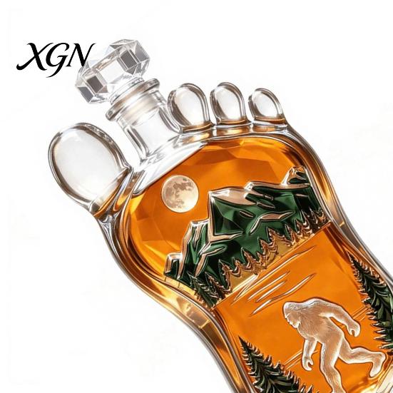 Whiskey Decanter Sasquatch Foot Bottle, Shaped Glass Wine Kitchen Bottle Decorative Liquor for Home Bar Parties High Borosilicate