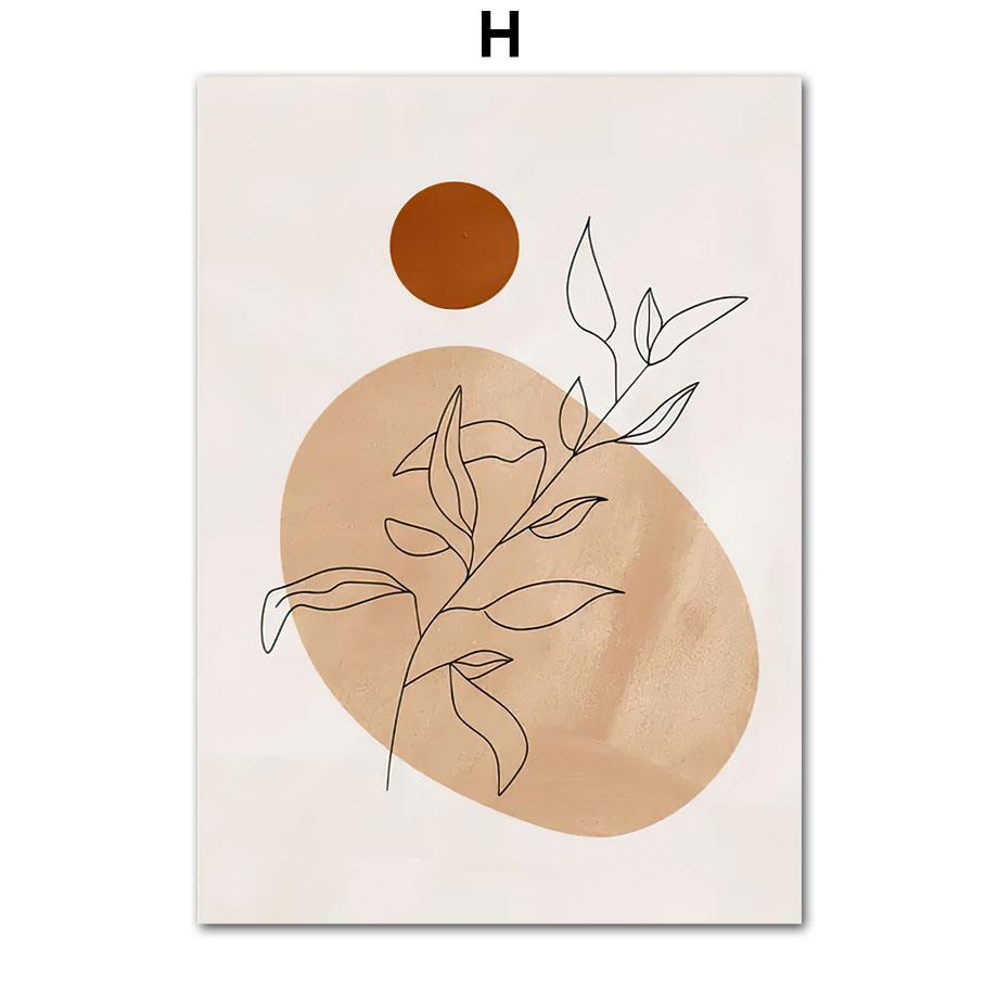 Богемная мода Женщина Растение Пара Абстрактные линии Скандинавские постеры Печать Настенная живопись Холст Картина Гостиная Домашний декор