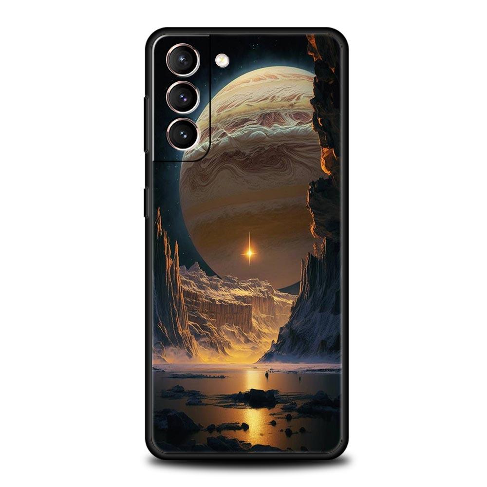 Чехол для телефона "Лунная Галактика Вселенная" Для Samsung Galaxy S26 Ultra S25 Plus S24 FE S23 S22 5G S21 S20 Черный Мягкий
