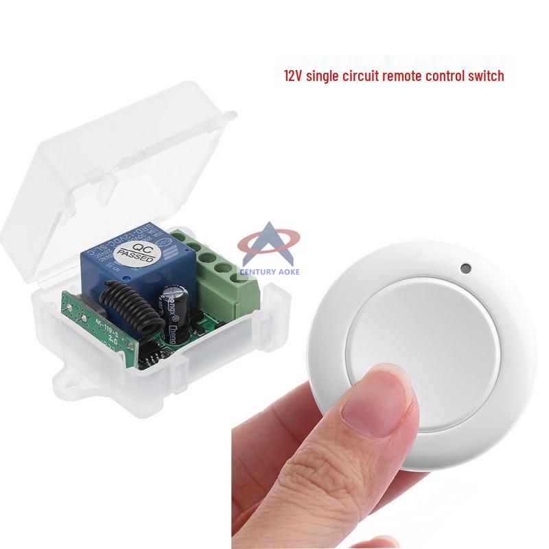 DC 12V Remote Switch with Adhesive Round Control & Self-Reset Receiver
