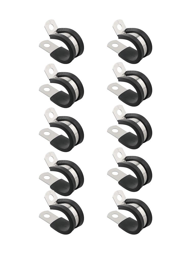 10pcs Stainless Steel Rubber Lined P Hose Pipe Clamps Cable Mounting Clips Wire