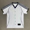 Mens Retro Striped Baseball-Style Soccer Jersey Short Sleeve Cotton Blend Sport Shirt Football Basketball Volleyball