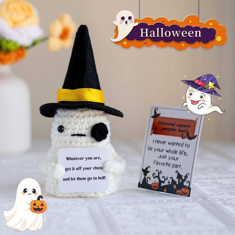 Crochet Pumpkin Ornament Halloween Decoration 2025 Office Desk Accessorie Room Desktop Decor Funny Crochet Crafts