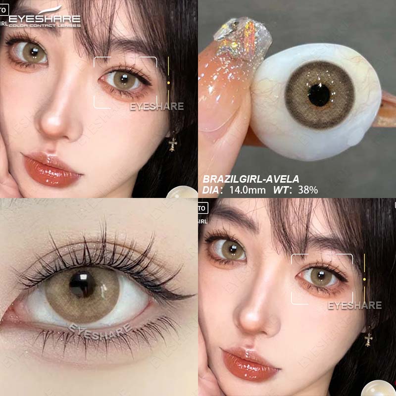 Eyeshare Цветные контактные линзы Янтарные линзы для очков Синие контактные линзы Изумрудно-зеленые линзы Кварцево-серые контактные линзы Фиолетовые линзы 1 пара