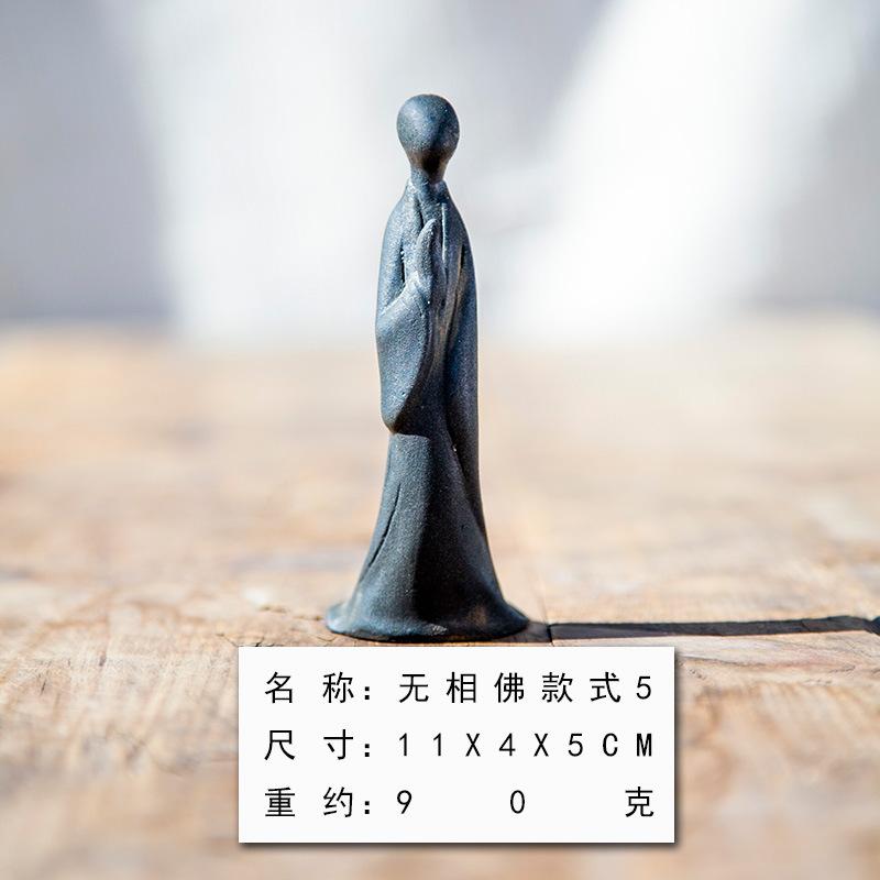 Chinese Retro Faceless Buddha Statue Mini Buddha Figure Home Living Room Office Table Zen Meditation Ornament Garden Decoration