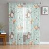 Forest Animals Children Fox Bear Deer Cartoon Sheer Curtains for Girl Kids Bedroom Kitchen Window Drapes Curtain Home Decoration