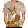 Летняя футболка с круглым вырезом, 3D-принтом забавного животного белки, модная, повседневная, с коротким рукавом, мужская
