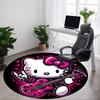 1 шт. Круглый коврик Hello Kitty для офиса - Идеально подходит для декора офиса или кабинета, Можно стирать в машине, Нескользящая основа, Декоративный коврик для пола