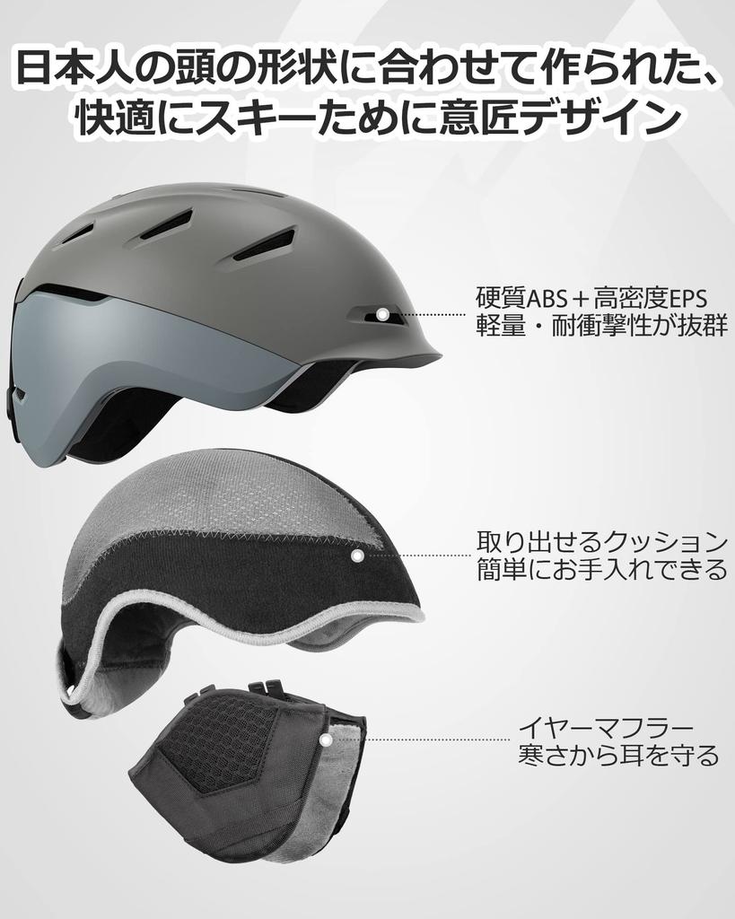 OUTDOORMASTER Ski Helmet Snowboard Helmet with Visor Snow Helmet Omnidirectional Adjuster Ventilation Switch 16 Ventilation Holes High Density EPS Ski