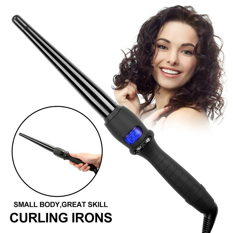 Hair Curler Magic Ceramic Curly Irons Professional Wavy Rotating Wand Iron Lcd Display Electric Hair Curler Irons Styling Tools