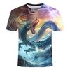 Лето 2024 года, новые 3D-печатные футболки с коротким рукавом, персонализированные и взрывные, серия Mighty Dragon Birth для мужчин и женщин