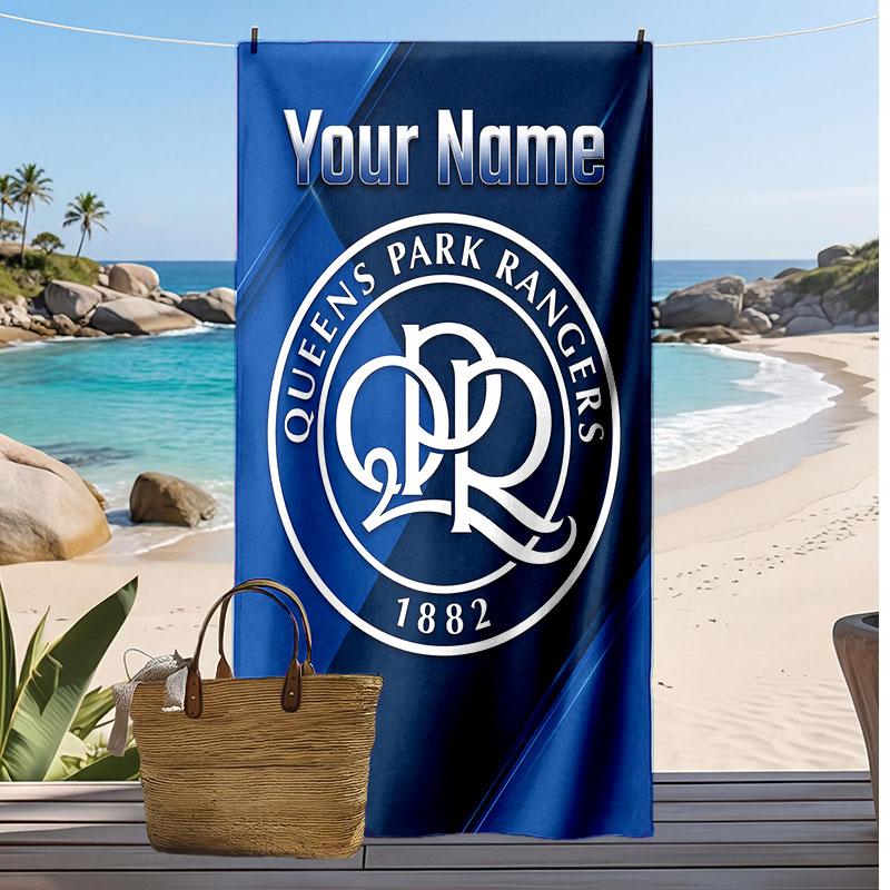 Queens Park Rangers FC Personalized Printed Beach Towel Soccer Logo Support Custom Name Text Absorbent Towel For Sport Travel Special Gift