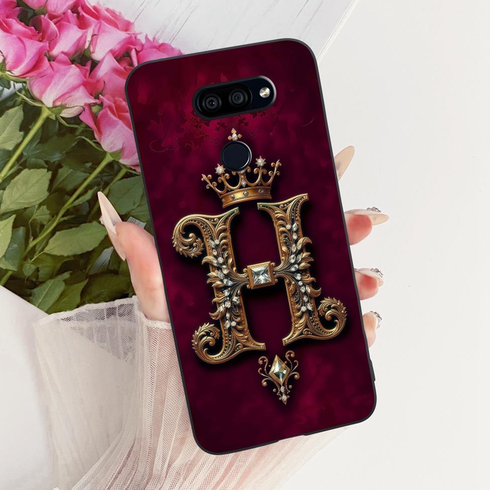 Для LG K40S 2019 Чехол-крышка Роскошная Корона Буквы от А до Я 2D Плоский Узор Мягкий Чехол-Fundа Для LG LMX430HM Корпус Телефона