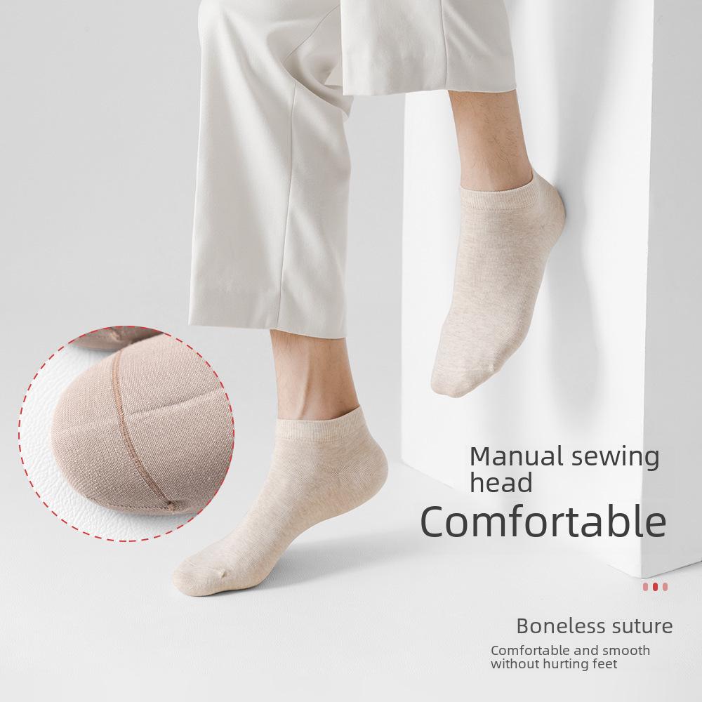 Мужские летние короткие антибактериальные носки из чистого хлопка - черные, впитывающие пот, дезодорирующие, всесезонные, тонкие, в стиле лодочки