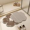 Flower Shaped Marble Bathroom Mat Quick Dry Absorbent Non-Slip Grey Bath Rug for Shower Room Home Decor