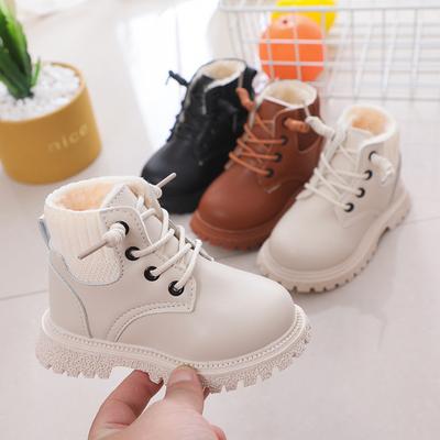 Детские ботинки, утолщенные хлопком, водонепроницаемые, легкие, для мальчиков, хлопковая обувь, теплые ботинки из искусственной кожи