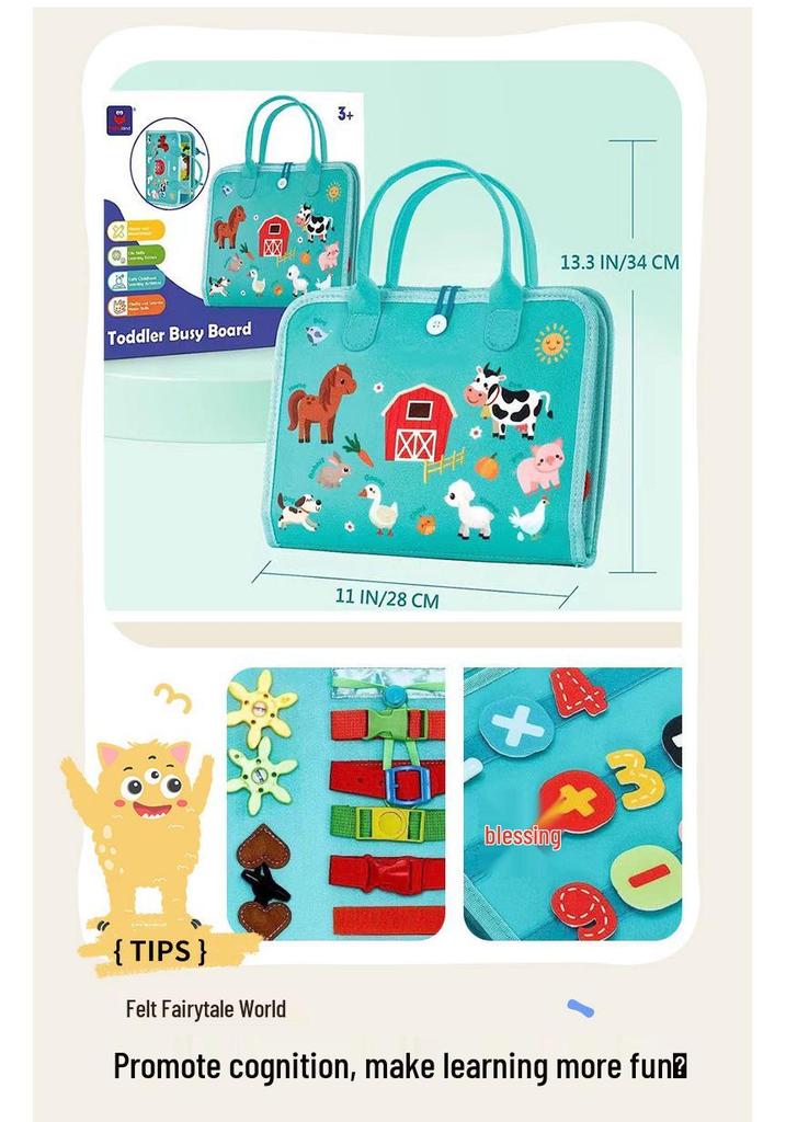 Children's Animal Farm Felt Learning Board: Early Education Quiet Book