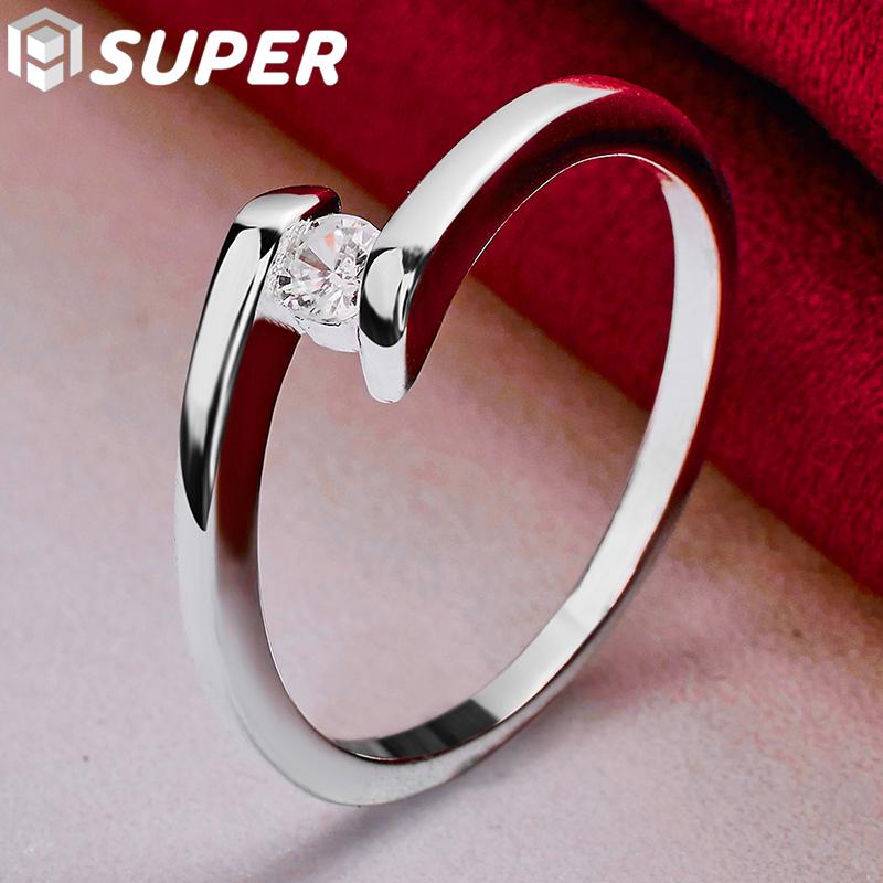 Ювелирные изделия из стерлингового серебра 925 пробы с простым цирконом AAA