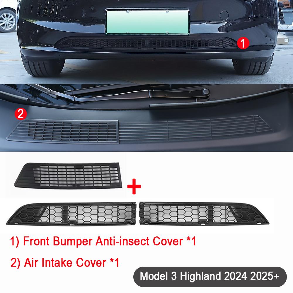 Front Grill Mesh Inserts for Tesla Model 3 Highland 2024 2025 Air Inlet Vent Grille Cover Protector Replacement Trim Accessories