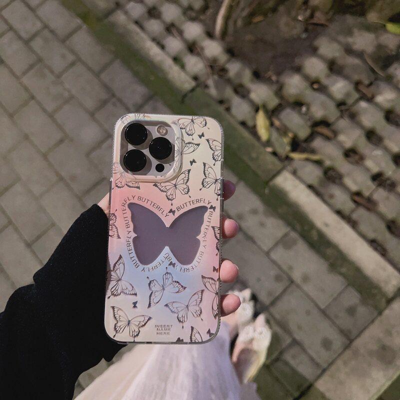 Подходит для чехла на мобильный телефон iPhone 11, матовый, сдержанный, лазерная бабочка, акриловый, продвинутый, женский, противоударный чехол