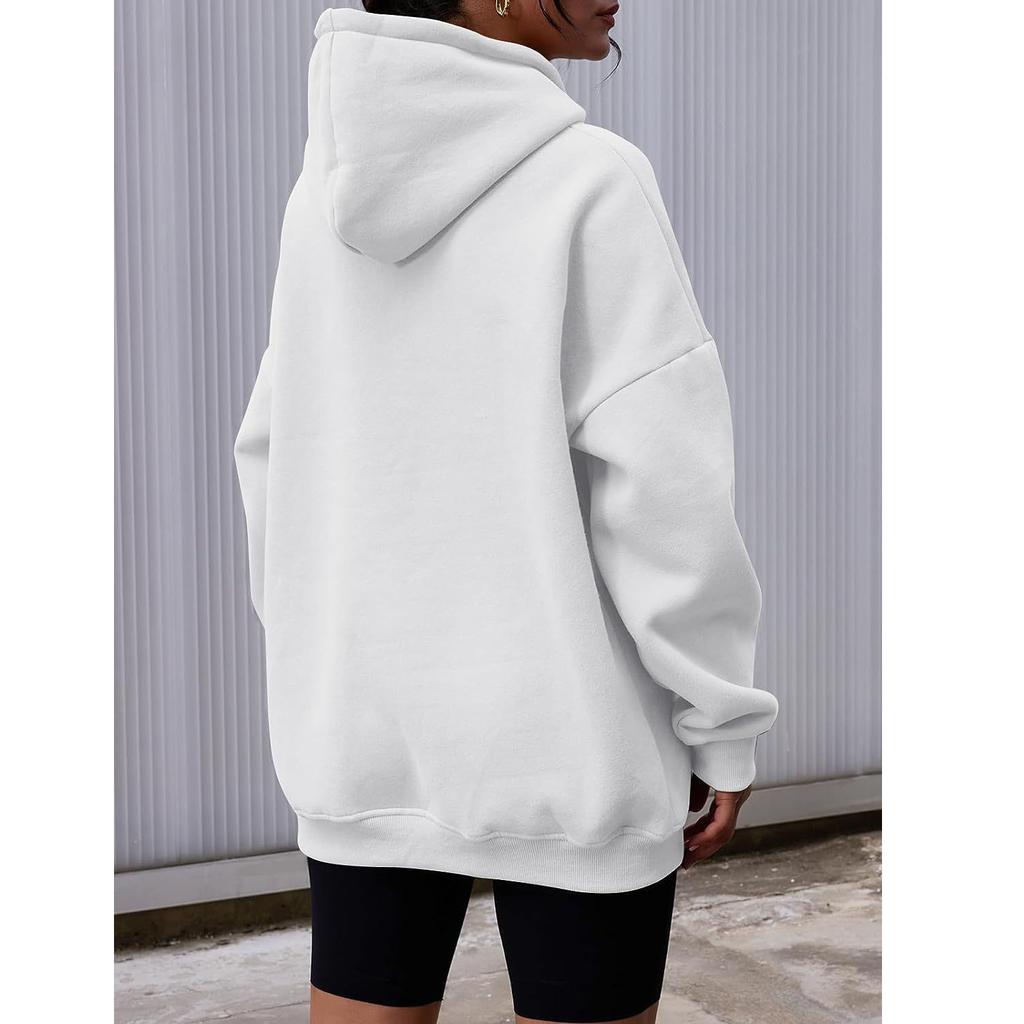 Женский пуловер с капюшоном, однотонный свободный повседневный флисовый свитшот большого размера
