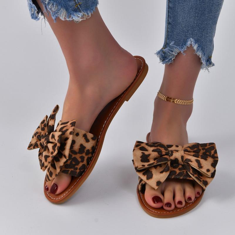 Bow-shaped One-line Slippers, Women's Lightweight Flat Shoes Vacation Beach Flip-flops