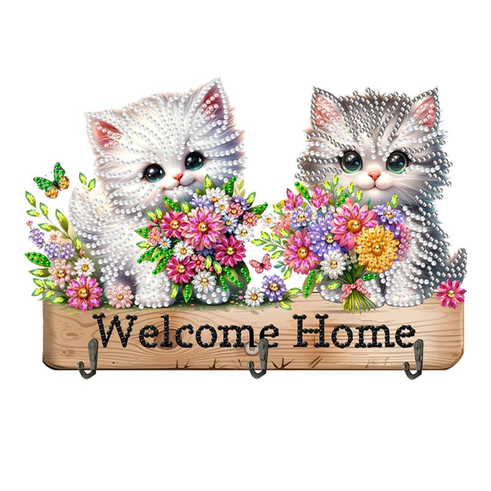 5D DIY Алмазная живопись Художественные крючки Собака Цветок Кошка Цветок Собаки Деревянные крючки Алмазная живопись Крючок Рельс для домашнего офиса Декор