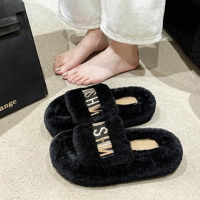 Модные пушистые шлепанцы на массивной платформе для женщин, осенние, на толстой подошве, пушистые, для улицы, женские, из короткого плюша, дизайнерская обувь