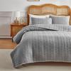3pcs Set Quilted Bedspread, Solid Color Soft Breathable Bedsheet, 230*230cm+2pcs Pillowcase 51*66cm