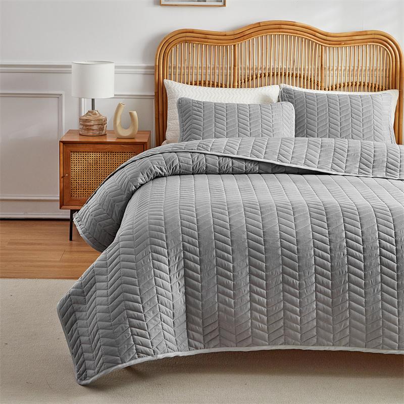 3pcs Set Quilted Bedspread, Solid Color Soft Breathable Bedsheet, 230*230cm+2pcs Pillowcase 51*66cm