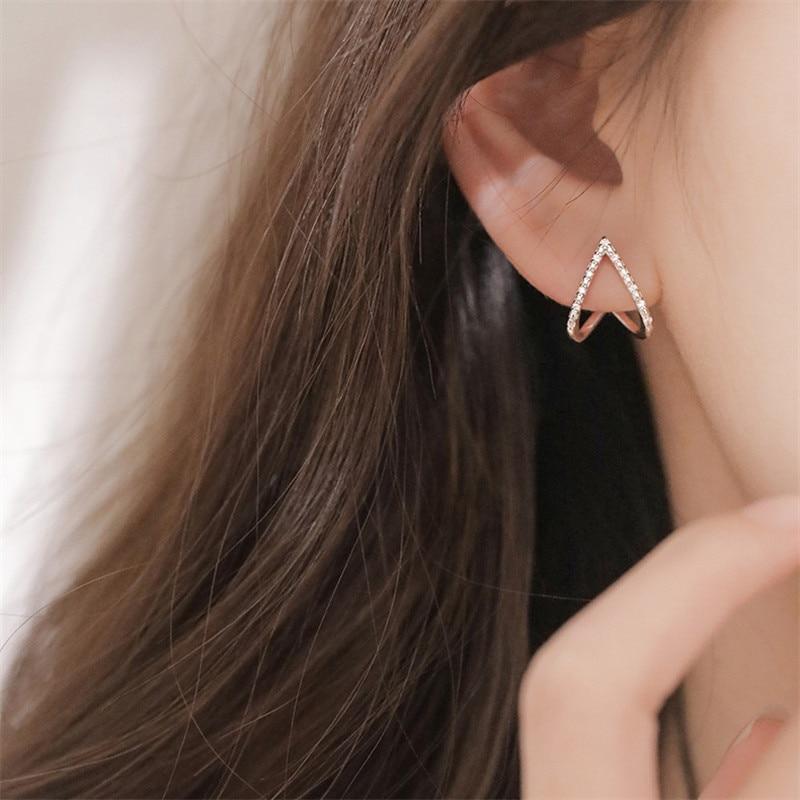 Fashion Crystal Geometric Piercing Stud Earring For Women Girls Party Jewelry Pendientes Accessories Oorbellen Eh807