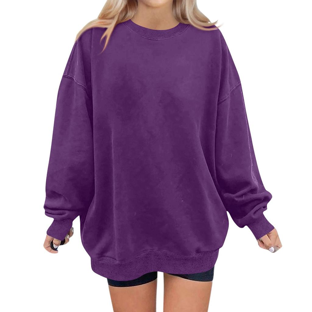 Женская модная повседневная однотонная толстовка с длинным рукавом