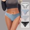 European Size S-L Women's Cotton Underwear Mid-waist Striped Color Matching Briefs Cute Bow Panties