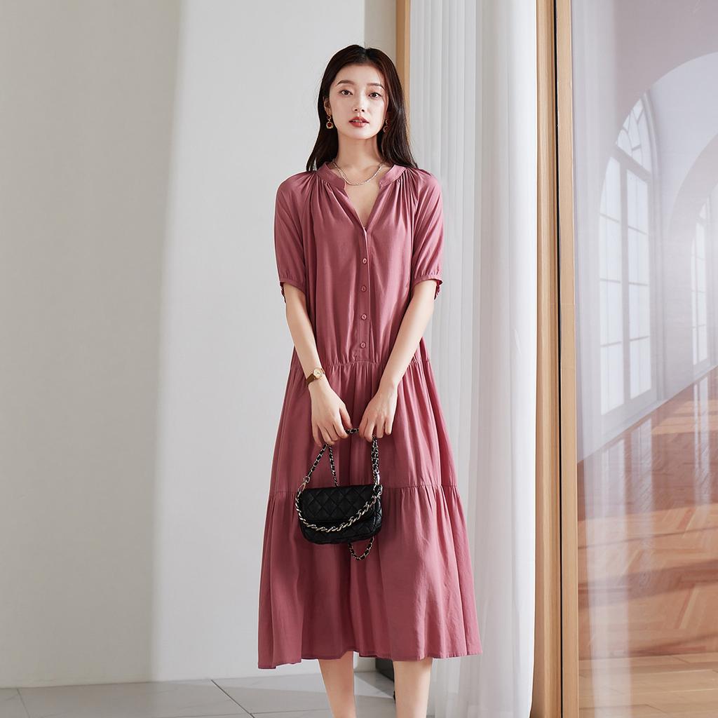 French V-neck Short-Sleeved Dress