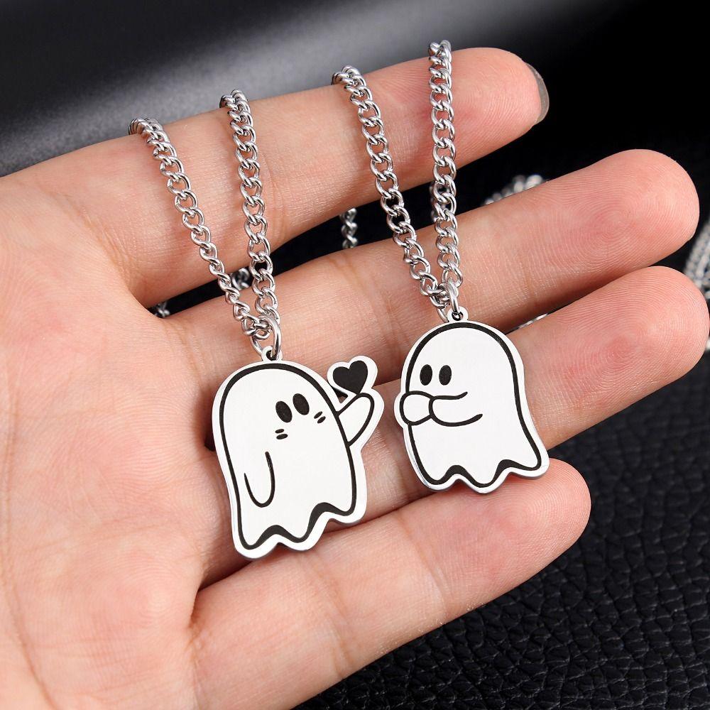 Halloween Couple Necklace Finger Heart Lover Neckchian Lovely Ghostes Pendant Best Friend