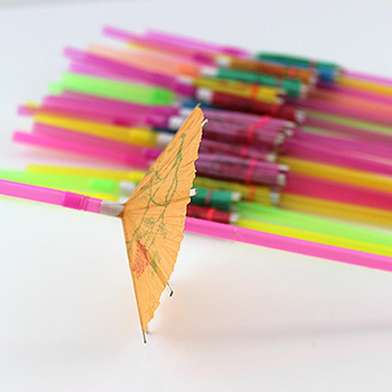 30-120PCS/Pack Creative Umbrella Decorative Straws Random Mix Color Disposable Beverage Cocktail Straw Festival Party Supply ZYF