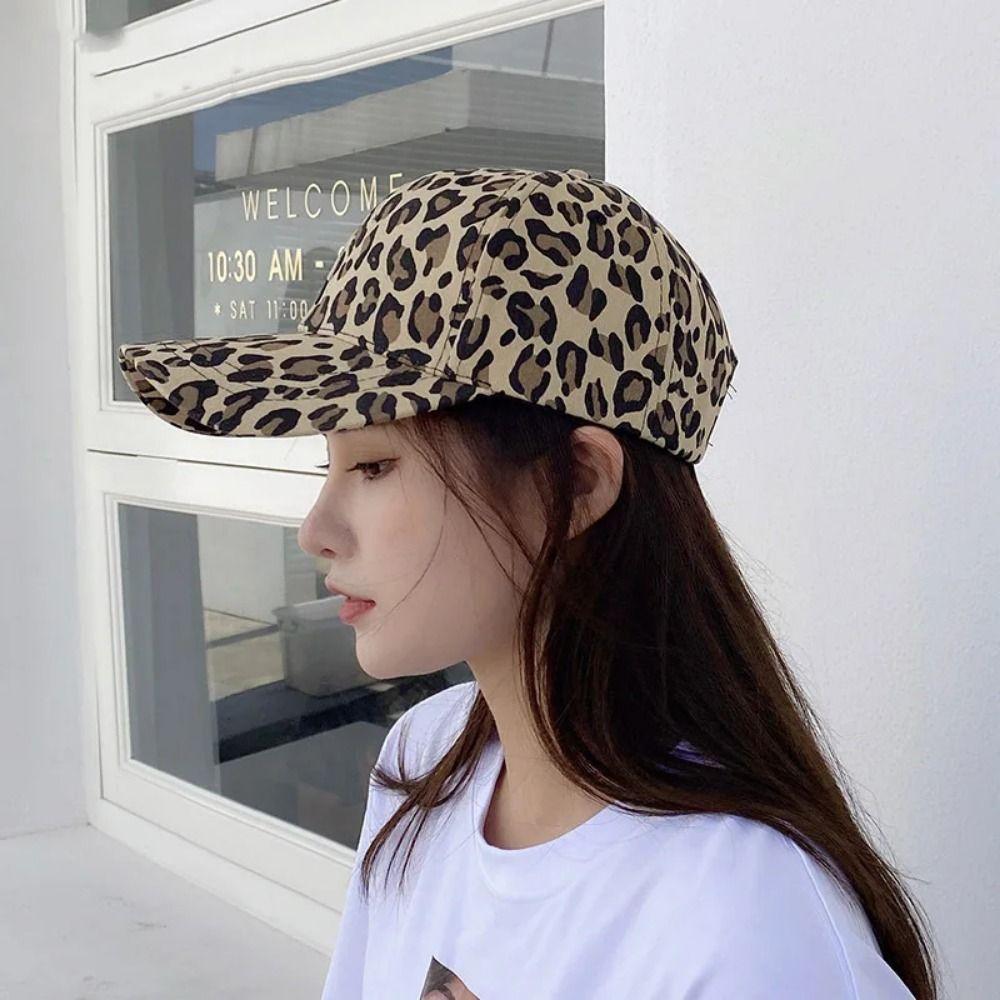 Leopard Print Baseball Cap Adjustable Long Brim Visors Hip Hop Sun Bonnet  Sport