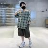 Boys Fashion Short-sleeved Suit 2025 Summer Children Loose Thin Suit