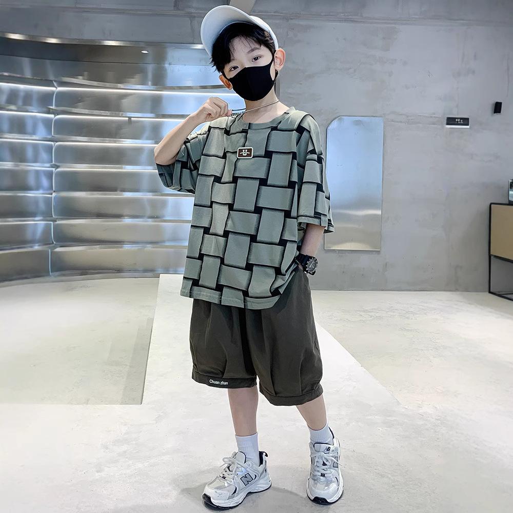 Boys Fashion Short-sleeved Suit 2025 Summer Children Loose Thin Suit