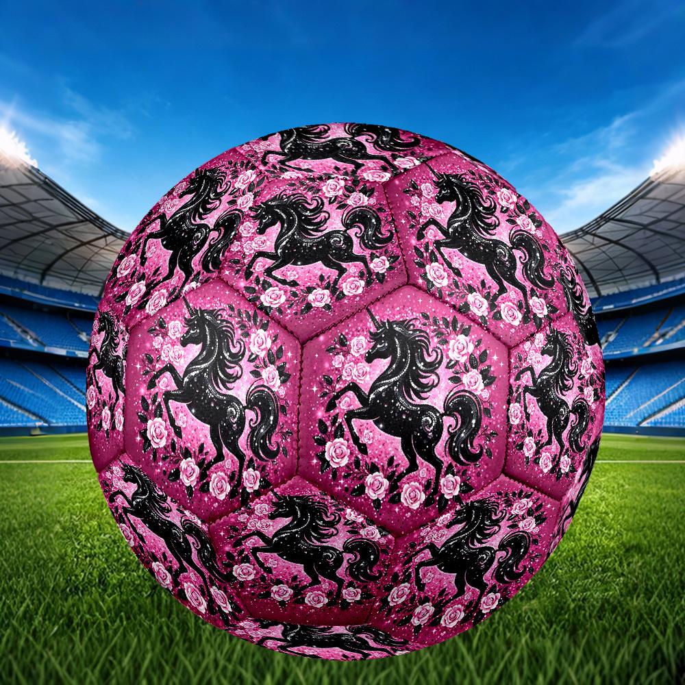 1pc Unicorn Sparkle Garden Theme Soccer Ball Football, Size 5, Lightweight PVC, Outdoor Training Soccer Ball,Gift c6513