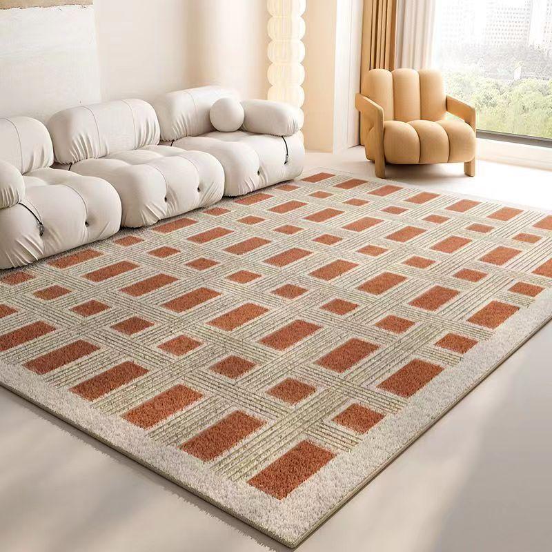 Французский ретро кремовый стиль ковер гостиная коричневый короткий плюшевый диван журнальный столик спальня прикроватная тумбочка