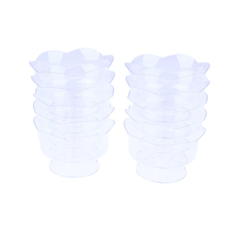 10 шт. креативные прозрачные формочки для десерта в форме лотоса, пластиковый контейнер для мусса